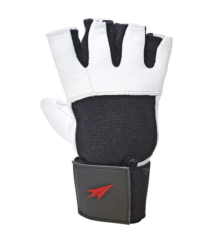 Guante Fitness Torpedo  Palma Cuero y Muñeca  Negro|Blanco