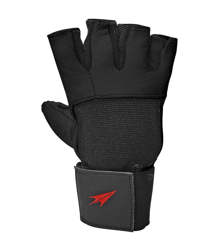 Guante Fitness Torpedo  Palma Cuero y Muñeca  Negro|Negro