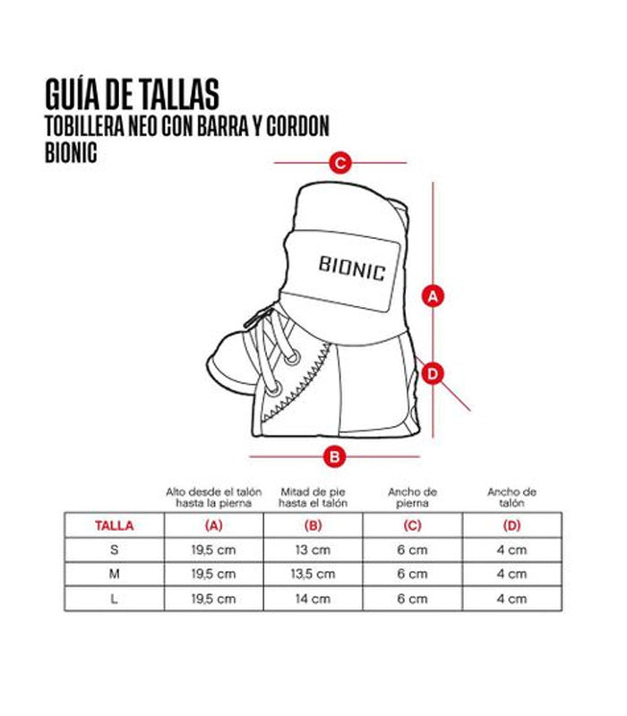 Tobillera Bionic Neo con Barra y Cordon